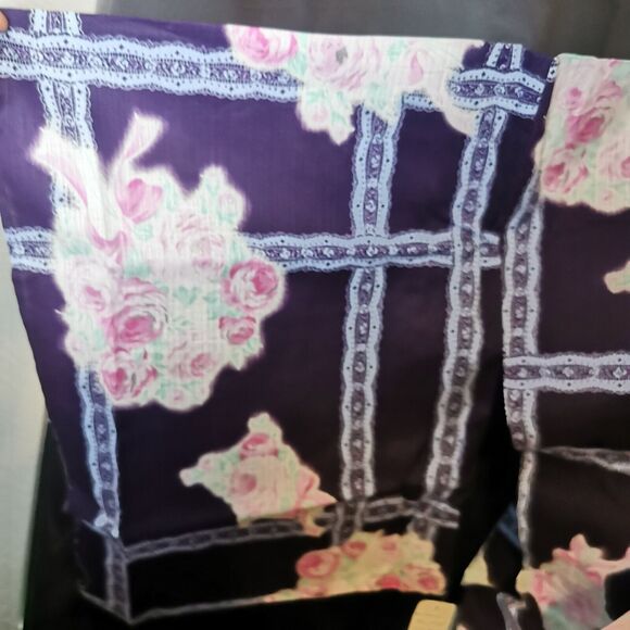 Navy Blue Rose Lace Womens Yukata Kimono Floral Summer Japan Vintage Rare Retro - Picture 9 of 9